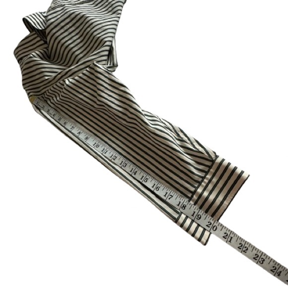 Ralph Lauren Women's XL Green & Ivory Striped Button Down Sleeved Collared Shirt - Picture 14 of 15